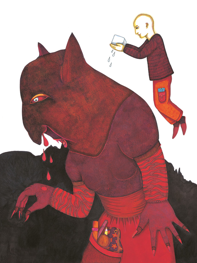 12_loup-garou - Illustration du livre Monstres malades, éditions Thierry Magnier 2004